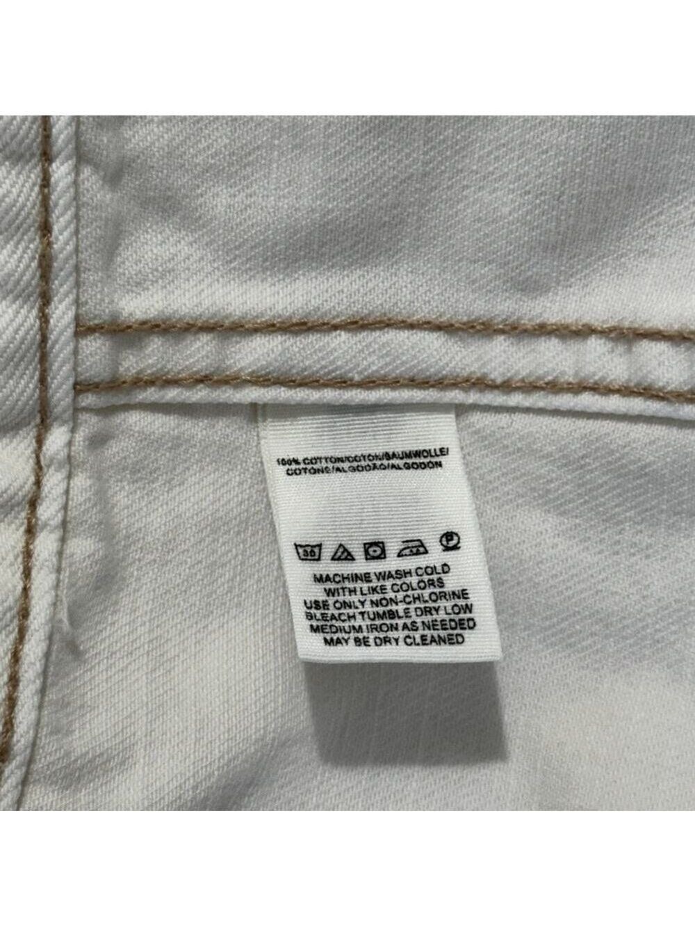Free People Worn White Denim Trucker Boyfriend Fit Distressed Jacket M/L - Picture 10 of 12